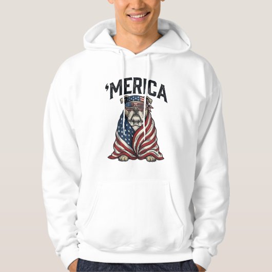 Patriotic Bulldog 'Merica Vintage Vector Shirt Des (Vorderseite)