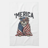 Patriotic Bulldog 'Merica Vintage Vector Shirt Des Geschirrtuch (Vertikal)