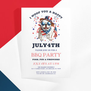 Patriotic Bulldog Woof you Happy 4. Juli Einladung