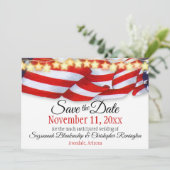 Patriotic Bunting Custom Foto Save the Date Ankündigung (Stehend Vorderseite)