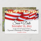 Patriotic Bunting Custom Foto Save the Date Ankündigung (Vorne/Hinten)
