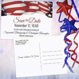 Patriotic Bunting Custom Save the Date Ankündigungspostkarte