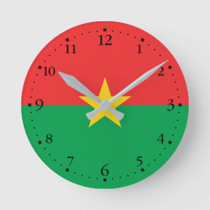 Patriotic Burkina Faso Flag Runde Wanduhr
