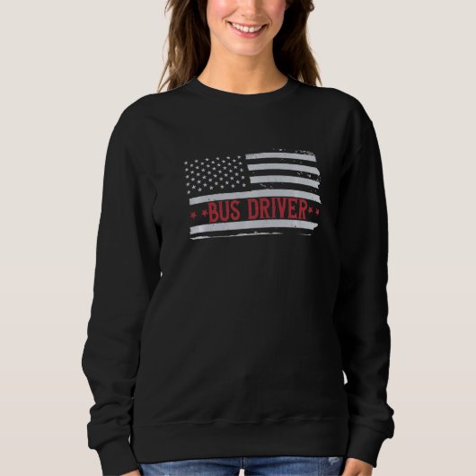 Patriotic Bus Driver USA Flag School Bus Busman Sweatshirt (Vorderseite)
