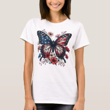 Patriotic Butterfly 4. Juli Floral USA Flag