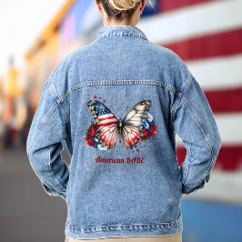 Patriotic Butterfly American Babe Denim Jacket Jeansjacke