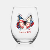 Patriotic Butterfly American Babe Name Weinglas Ohne Stiel (Rückseite)