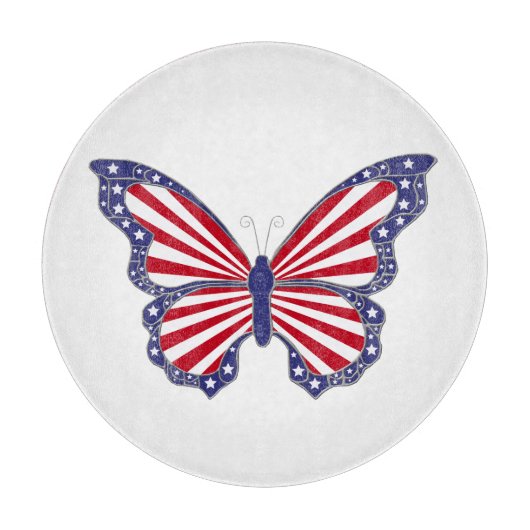 Patriotic Butterfly Cutting Board Schneidebrett (Vorderseite)