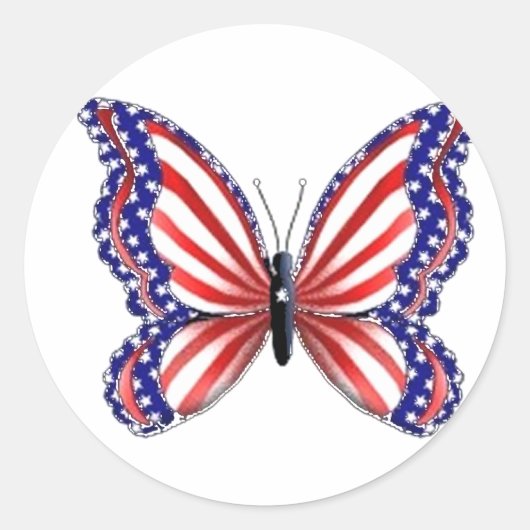 Patriotic Butterfly Runder Aufkleber (Vorderseite)