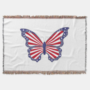 Patriotic Butterfly Throw Blanket Decke