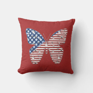 Patriotic Butterfly Throw Kissen