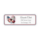 Patriotic Butterfly USA Flag-Adressetikett (Vorne)