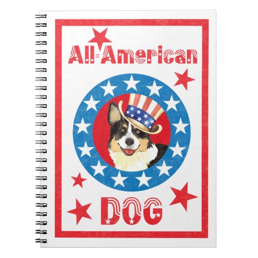 Patriotic Cardigan Welsh Corgi Notebook Notizblock (Vorderseite)