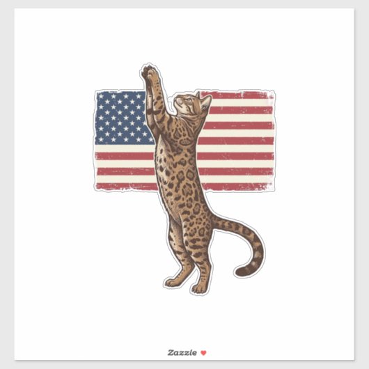 Patriotic Cat American Flag Vintage Vector Design_ Aufkleber (Blatt)