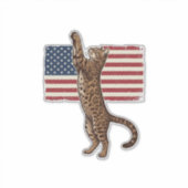 Patriotic Cat American Flag Vintage Vector Design_ Aufkleber (Vorderseite)