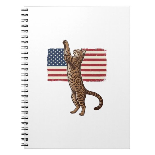 Patriotic Cat American Flag Vintage Vector Design_ Notizblock (Vorderseite)