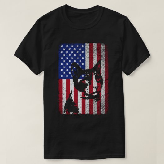 Patriotic Cat Lover 4. Juli USA Flag T-Shirt (Design vorne)