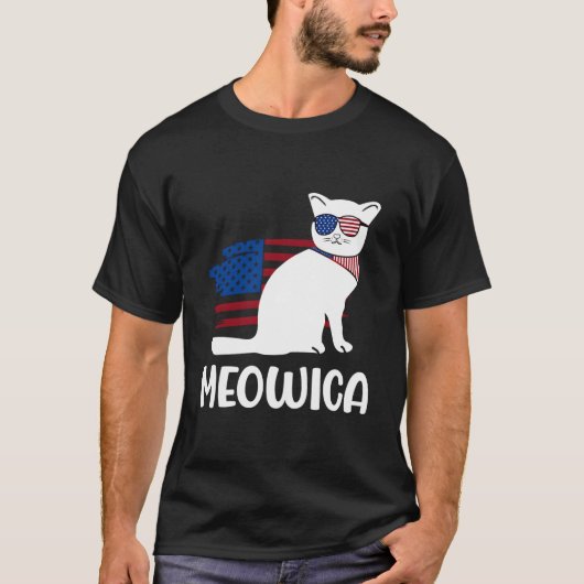 Patriotic Cat Meowica 4Th Of July Kitten T-Shirt (Vorderseite)