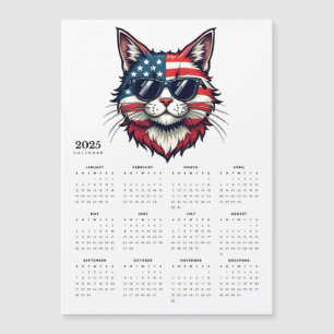 Patriotic Cat Red White Blue 2025 Magnet Kalender