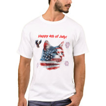 Patriotic Cat T - Shirt, American Flag Kitty T-Shi
