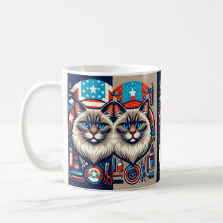 Patriotic Cat US Flag Tasse - Niedlich Feline Amer