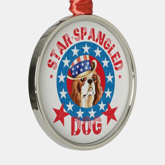 Patriotic Cavalier King Charles Spaniel Ornament Aus Metall (Rechts)