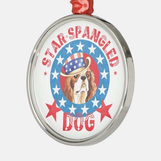 Patriotic Cavalier King Charles Spaniel Ornament Aus Metall (Links)