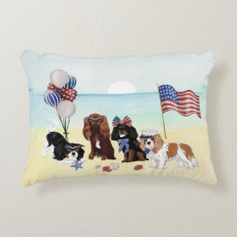 Patriotic Cavalier King Charles Spaniels Beach  Dekokissen