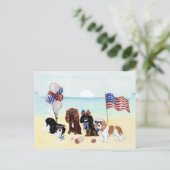 Patriotic Cavalier King Charles Spaniels Beach Postkarte (Stehend Vorderseite)