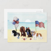 Patriotic Cavalier King Charles Spaniels Beach Postkarte (Vorne/Hinten)