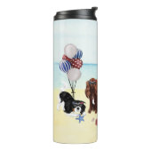 Patriotic Cavalier King Charles Spaniels Beach Thermosbecher (Nach links gedreht)