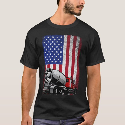 Patriotic Cement Truck Fahrer Beton Mixer Ameri T-Shirt (Vorderseite)
