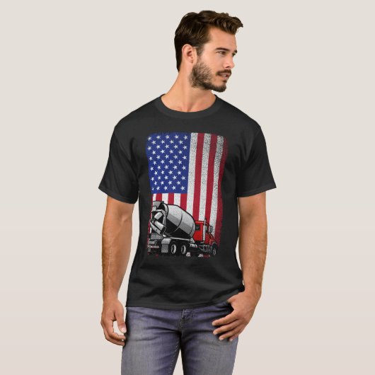 Patriotic Cement Truck Fahrer Beton Mixer Ameri T-Shirt (Vorne ganz)