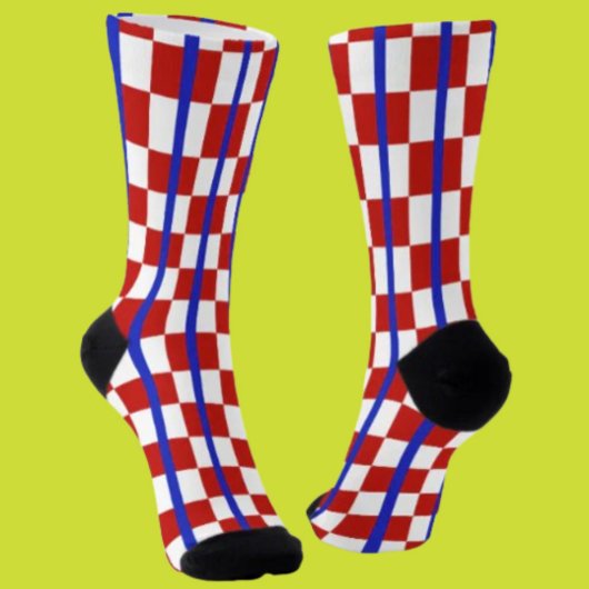 Patriotic Checker Stripe Crew Socks Socken
