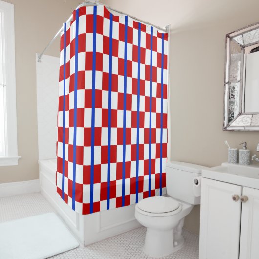 Patriotic Checker Stripe Shower Curtain Duschvorhang (Beispiel)