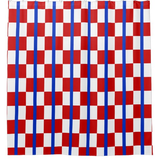 Patriotic Checker Stripe Shower Curtain Duschvorhang (Vorderseite)