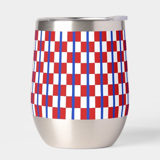 Patriotic Checker Stripe Stemless Wine Tumbler (Links)