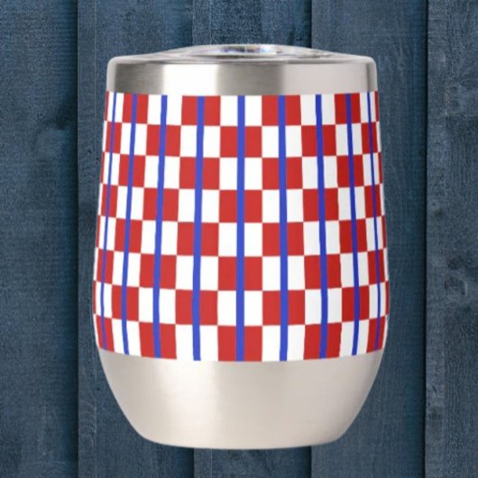 Patriotic Checker Stripe Stemless Wine Tumbler