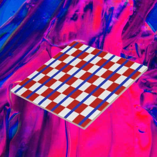 Patriotic Checkerboard Ceramic Tile Fliese