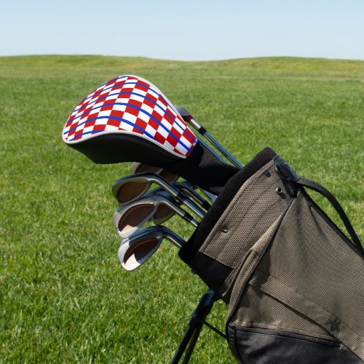 Patriotic Checkerboard Golf Head Cover Golf Headcover (In SItu)