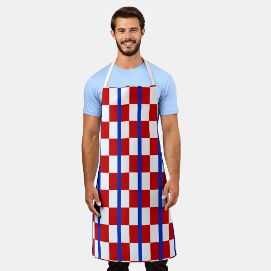 Patriotic Checkerboard Kitchen Apron Schürze (Getragen)
