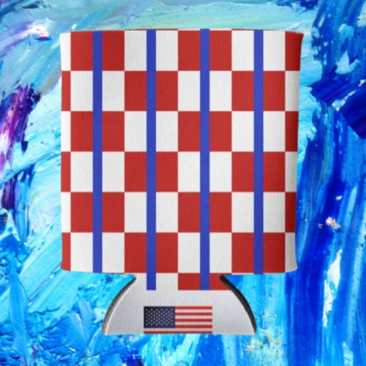 Patriotic Checkerboard Stripe Beverage Cooler Dosenkühler