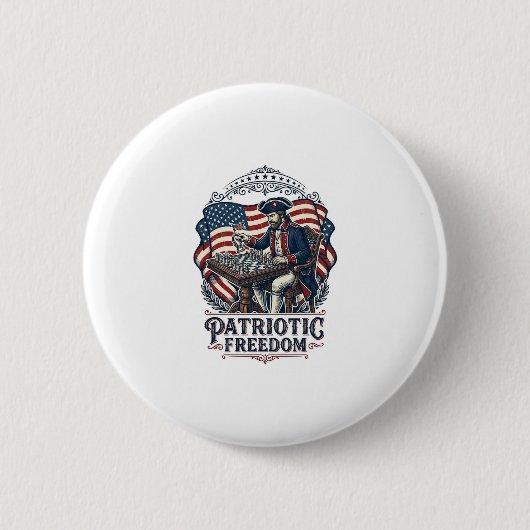 Patriotic Chess Player Vector Graphic Tee Button (Vorderseite)