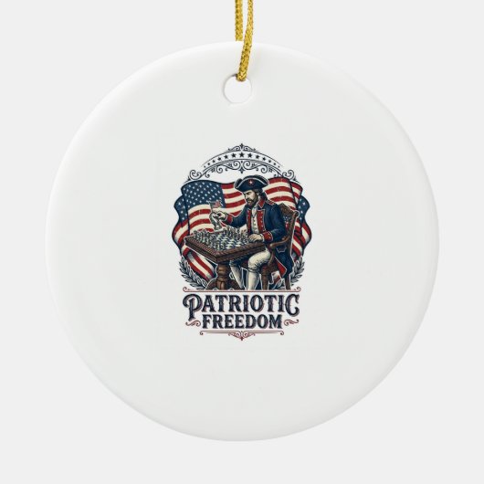 Patriotic Chess Player Vector Graphic Tee Keramik Ornament (Vorne)