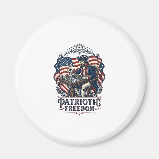 Patriotic Chess Player Vector Graphic Tee Magnet (Vorne)