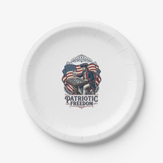 Patriotic Chess Player Vector Graphic Tee Pappteller (Vorderseite)