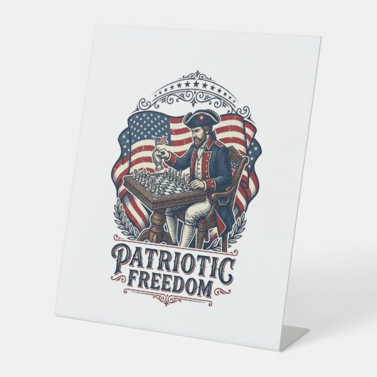 Patriotic Chess Player Vector Graphic Tee Sockelschild (Vorderseite)