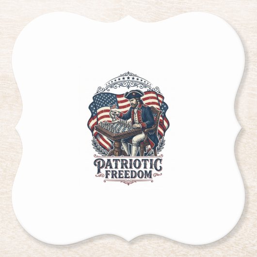 Patriotic Chess Player Vector Graphic Tee Untersetzer (Vorderseite)
