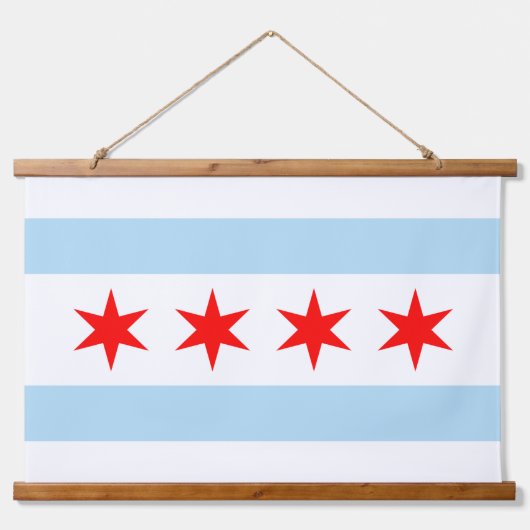 Patriotic Chicago Tapestry, Chicago Flag Wandteppich Mit Holzrahmen (Vorne)