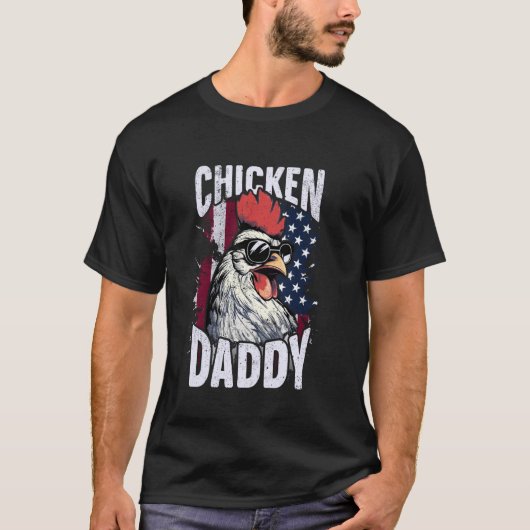 Patriotic Chicken Daddy - Hühnercoop American Ar T-Shirt (Vorderseite)